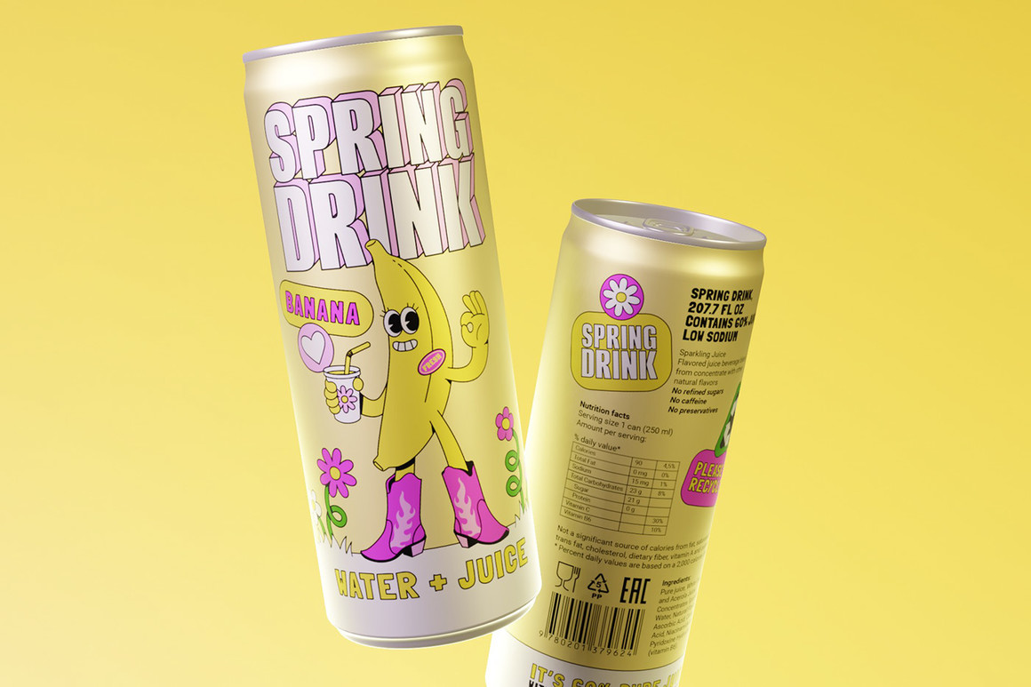 果汁饮料包装设计,饮料包装插画设计,饮料外包装卡通图案插画设计